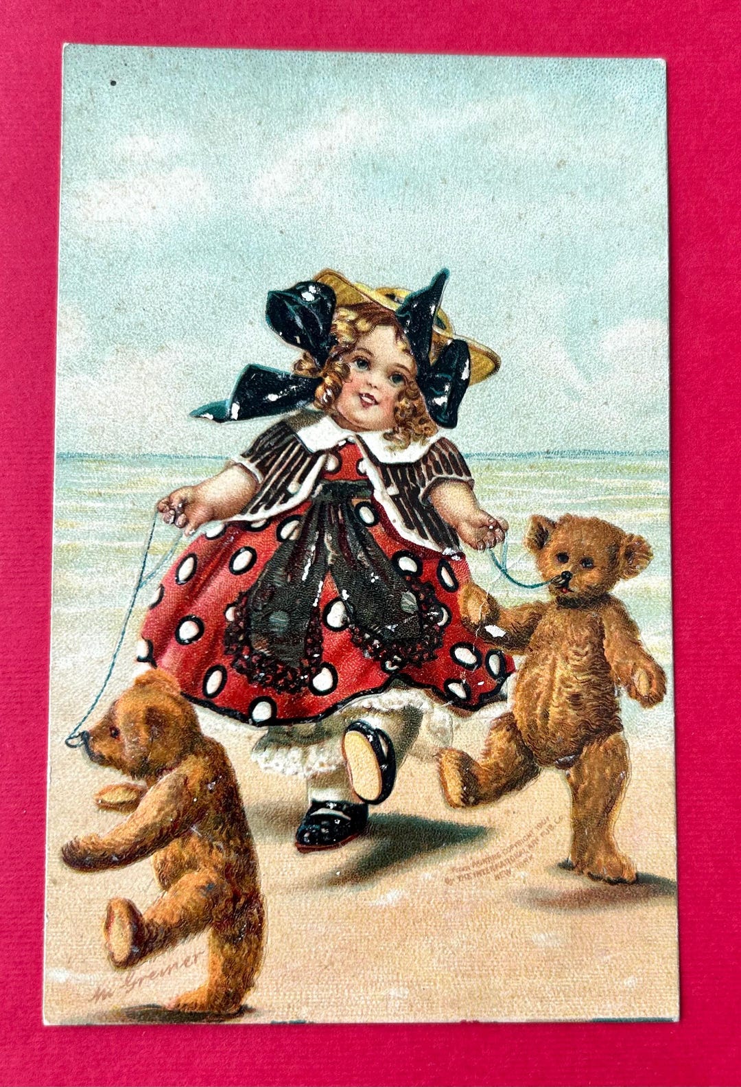 Victorian Teddy Bear Postcard Artist Signed Magnus Greiner With Little ...
