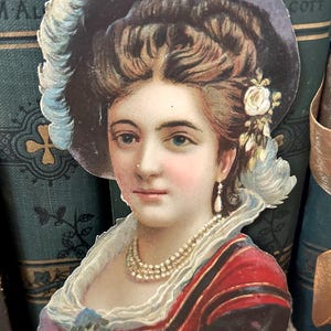 Large Victorian Die Cut Lady in Hat 1800&#39;s