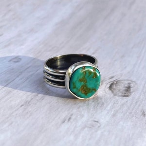 Turquoise Nugget Ring - Arizona Kingman Turquoise - Sterling Silver Ring - US size 7.25