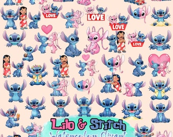 Lilo and Stitch Watercolor Clipart, Hand drawn Stitch Lilo, Lilo & Stitch Clipart, Cute Lilo PNG, Stitch PNG, Angel PNG, Watercolor Cliparts