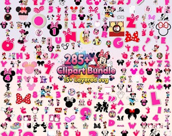 285+ Minnie Mouse PNG Clipart Bundle | Pink Polka Dot Birthday Shirt Design | Baby Shower Decor, Cake Topper, Sublimation | Instant Download