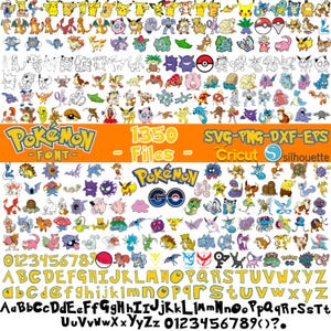 Pokemon Designs Bundle Layered Items 1350 | Layered Vector Svg files, Pikachu Svg Cricut & Silhouette, 335+ UNIQUE DESIGN, Instant Download
