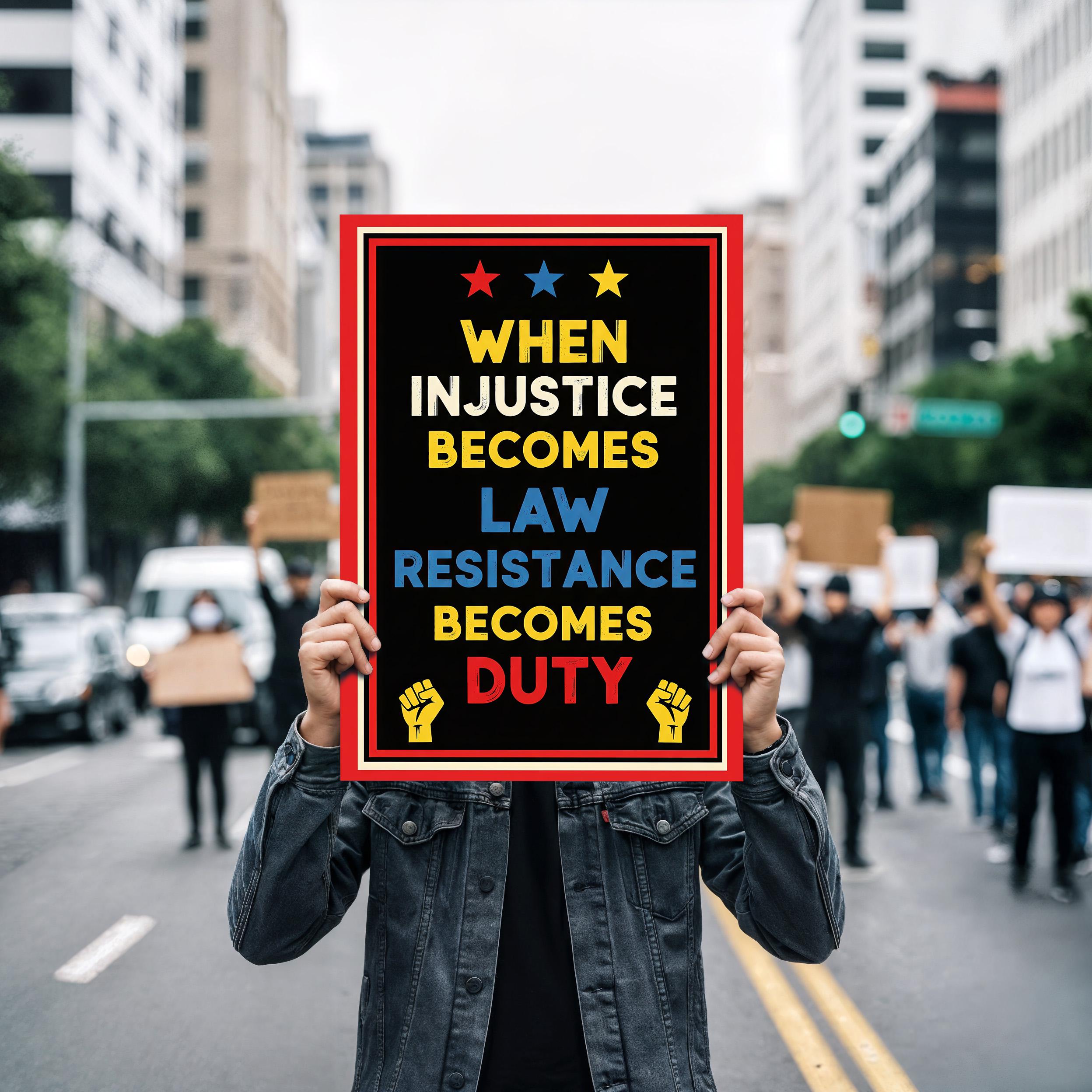 Resistance Poster Sign, No Kings in America Protest Sign, Injustice ...