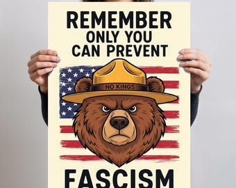 No Kings Protest Sign PRINTABLE, Bear Refuse Fascism Political Activist Rally Sign, ICE Protest, Anti Trump Protest Poster Digital Download
