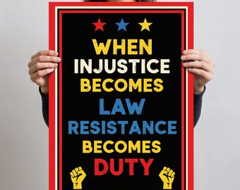 Resistance Poster Sign, No Kings In America Protest Sign, Injustice, Anti-Trump Political Activist Poster Rally Sign, Digital Download Print