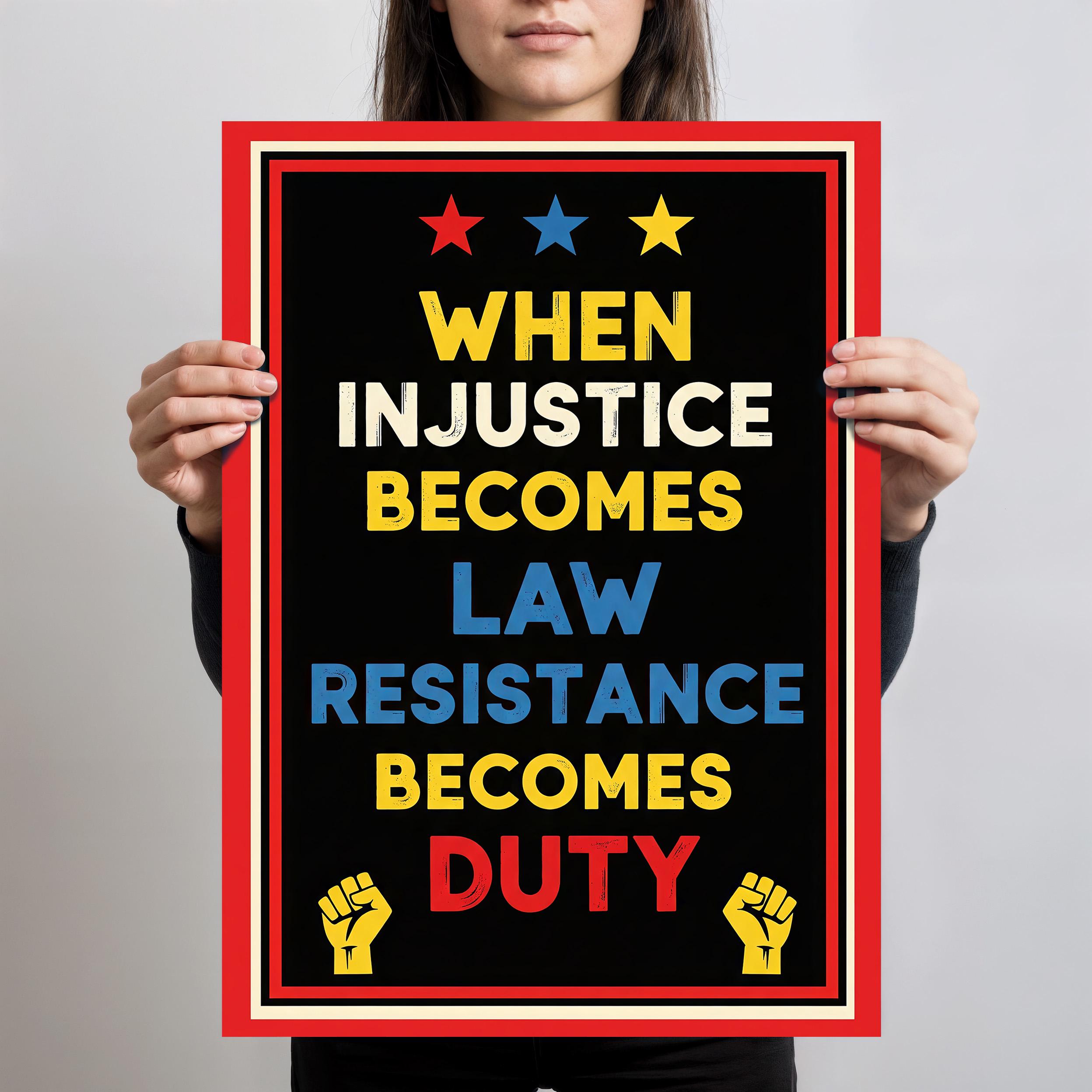 Resistance Poster Sign, No Kings in America Protest Sign, Injustice ...