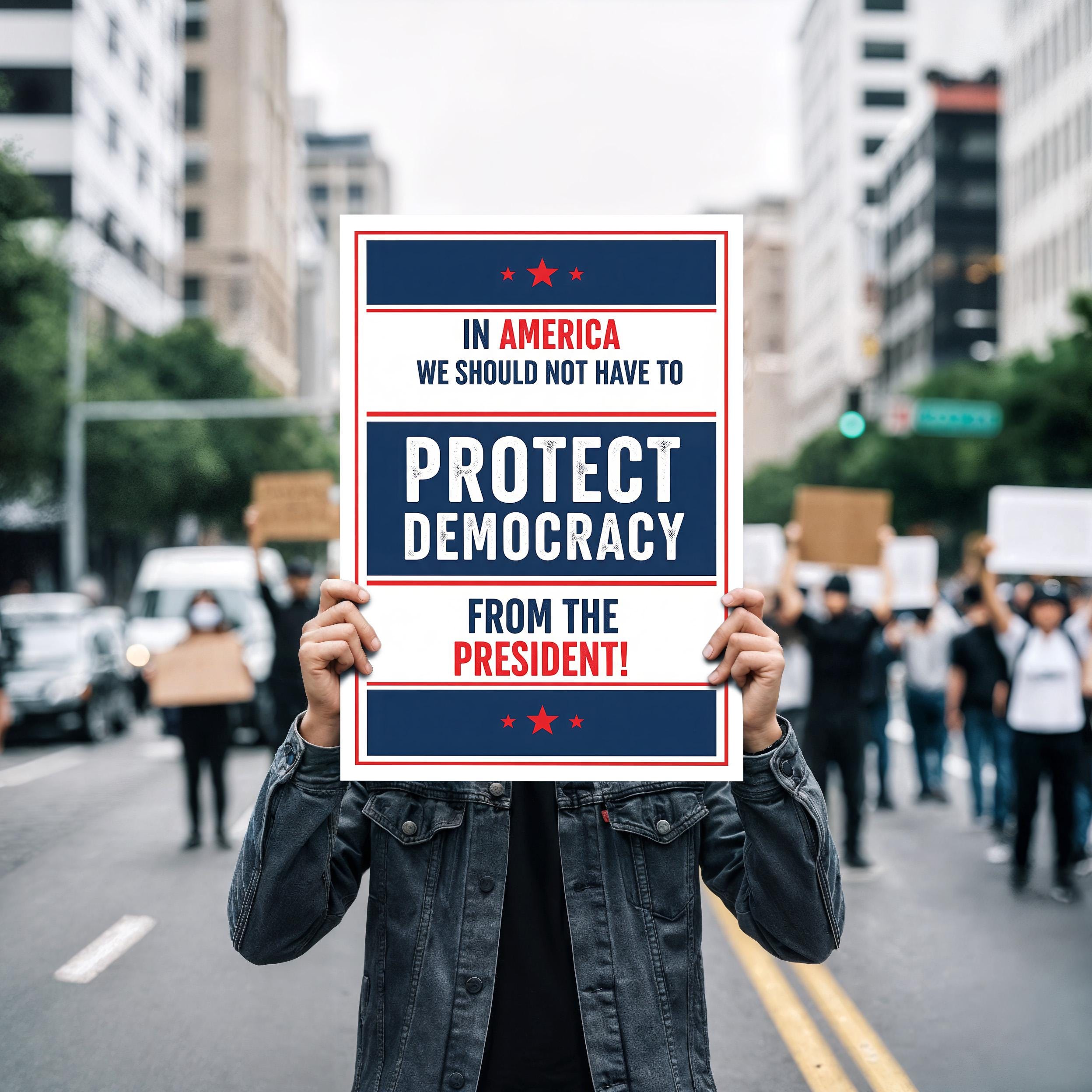 Protest Prints Protect Democracy Protest Poster, Political Activism Printable Sign, in ...