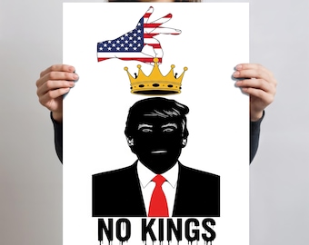 No Kings Democracy Poster – Power Belongs to the People Printable Art, Freedom Activism Wall Decor, Political Protest Digital Download Print