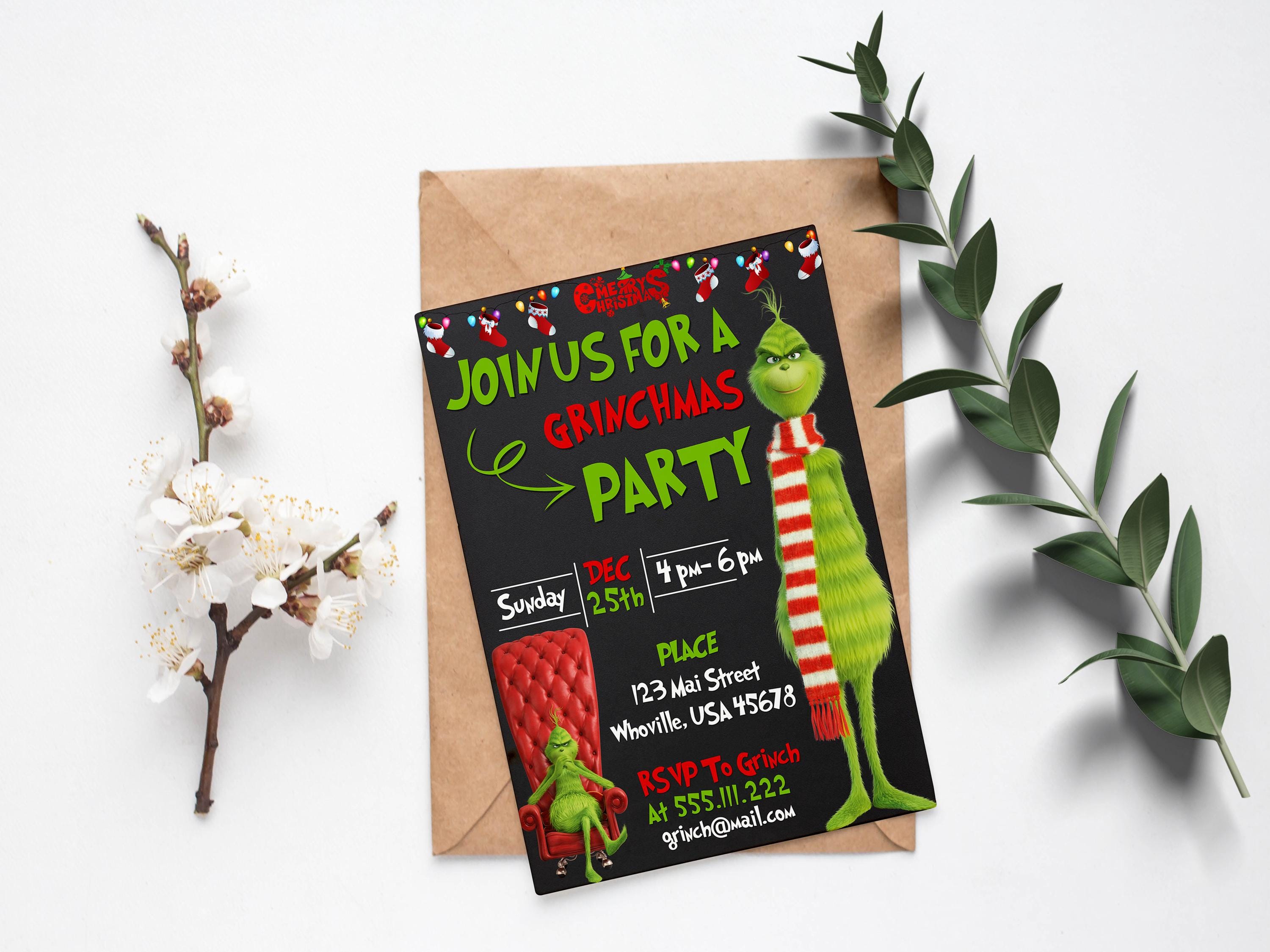 Editable Grinch Party Invitation | Merry Grinchmas Invitation | Grinch ...