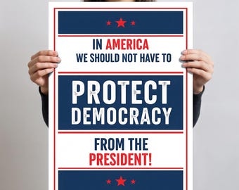 Protect Democracy Protest Poster, Political Activism Printable Sign, In America March Art, Human Rights Rally Digital Download Instant Print