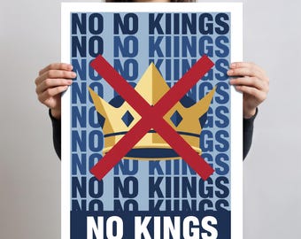 No Kings Protest Poster – Political Activism Printable Sign, Democracy Freedom Quote Art, Anti Authoritarian Digital Download Wall Decor