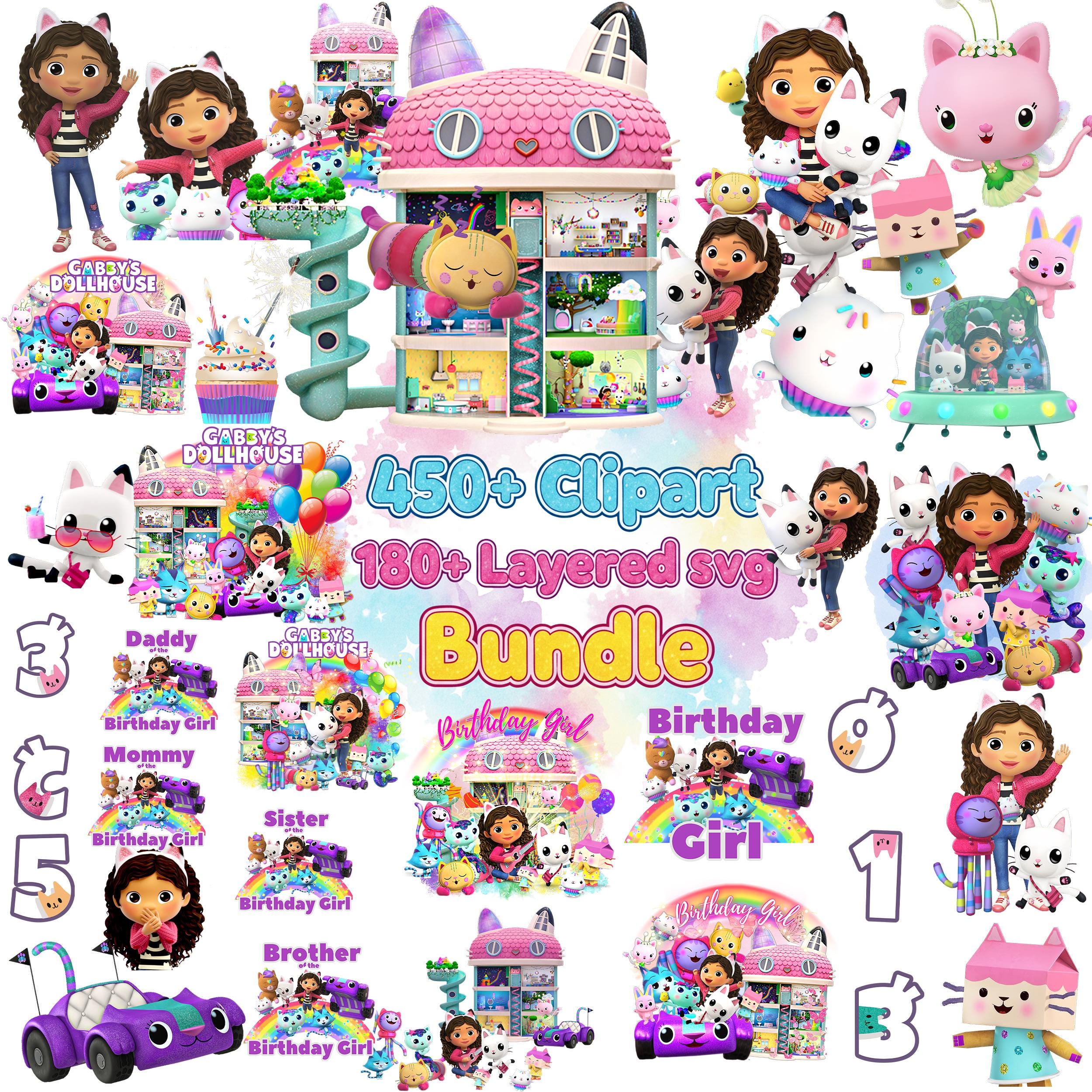 Gabbys Huge Dollhouse 450+ Cliparts PNG Bundle, 180+ Layered SVG
