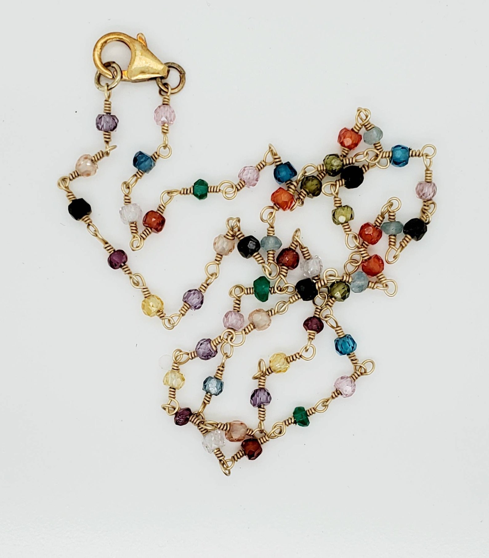 Multi Color Gemstone Necklace Everyday Necklace Colorful Etsy