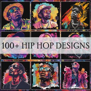 100+ Hip Hop Design Mega BUNDLE | Bootleg Style Tshirt Designs bündeln |Vintage Rap T-Shirt Designs| Streetwear-Designs | PNG digitaler Download