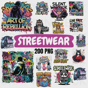 200+ Streetwear PNG Bundle | T-Shirts Designs Bundle | Graphic Designs | Urban T-Shirt PNG sublimation designs | digital download | PNG File