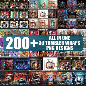 200+ Mega Bundle Tumbler Wraps | for 20oz Skinny Tumbler | Sublimation Design | Inflated Puffy Tumbler Designs | Digital Download | PNG Gift