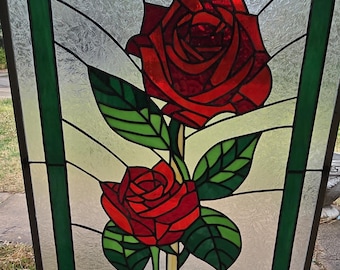 Three Roses Stained Glass Panel