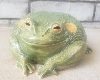 Hand Sculpted Ceramic Toad, Garden Figurine