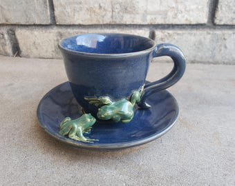 Kissing Frog Tea Cup and Saucer
