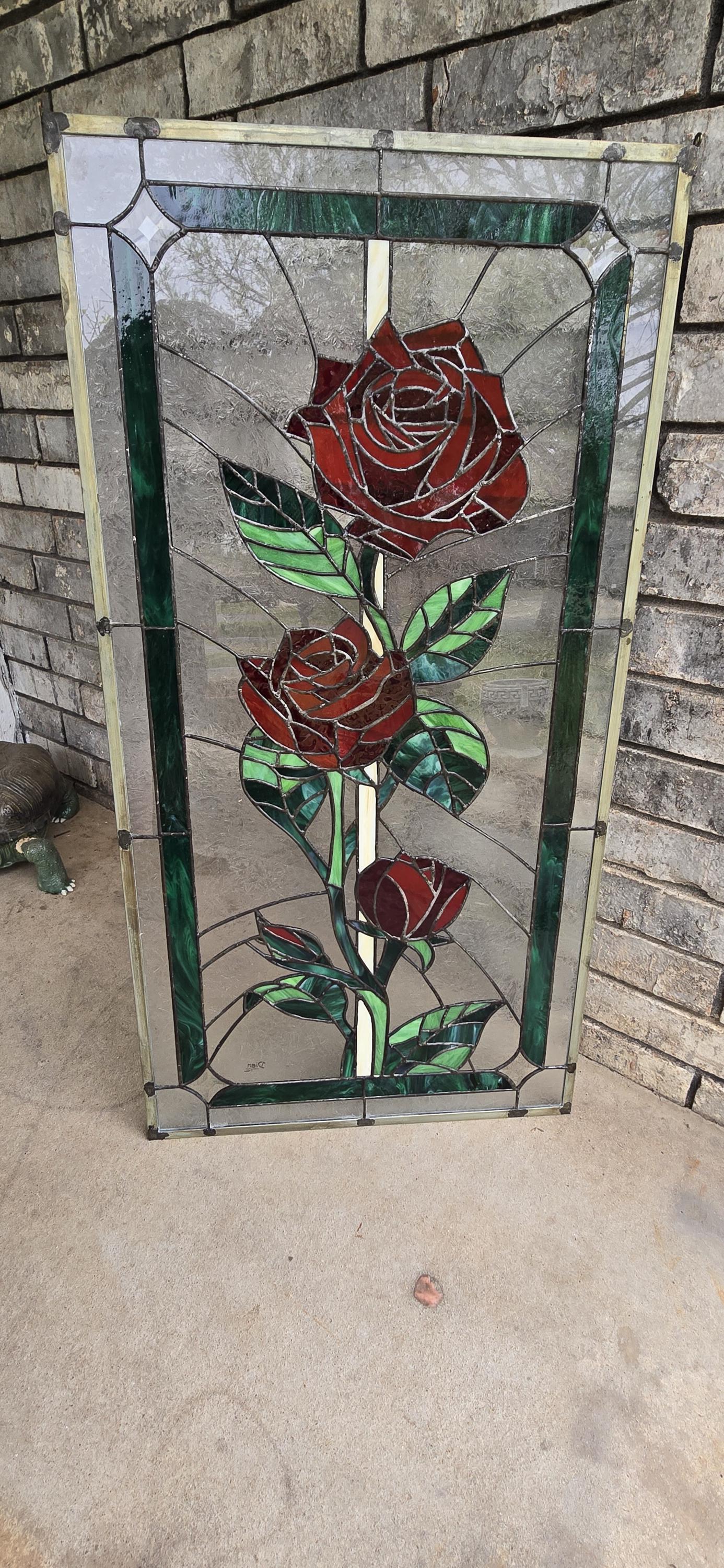 3 Roses Stained Glass Pattern Three Roses Stained Glass Panel - Etsy