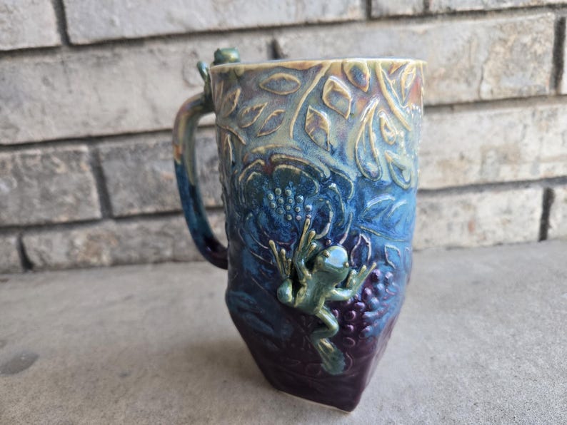 Large Floral Lizard/Frog Mug image 12