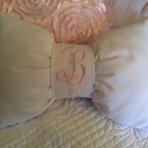 Bow pillow - Monogram color of your choice.