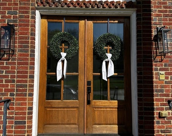 Monogrammed Wreath Sash - 100% Linen