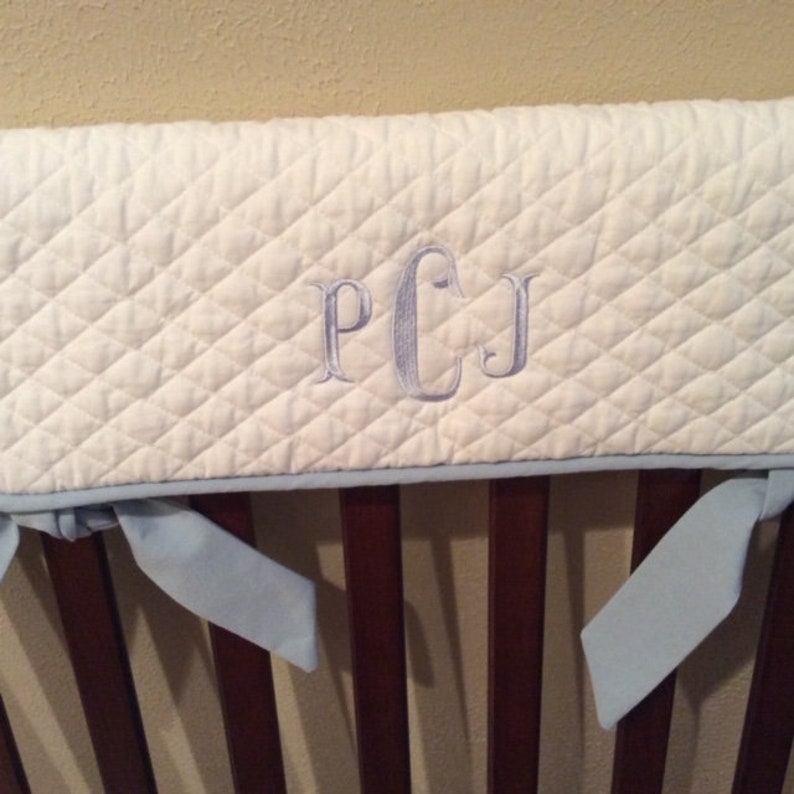 Personalized Crib rail cover with matching pipingWhite with Etsy