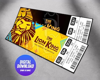 Druckbare Der König der Löwen Musical Theater-Karte | Personalisiertes Geschenk offenbaren | Bearbeitbar West End Broadway Souvenir Andenken | Sofort Download