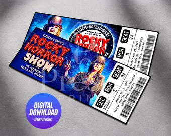 Entrada imprimible para el musical Rocky Horror Show / Regalo personalizado / Recuerdo editable del West End / Descarga instantánea