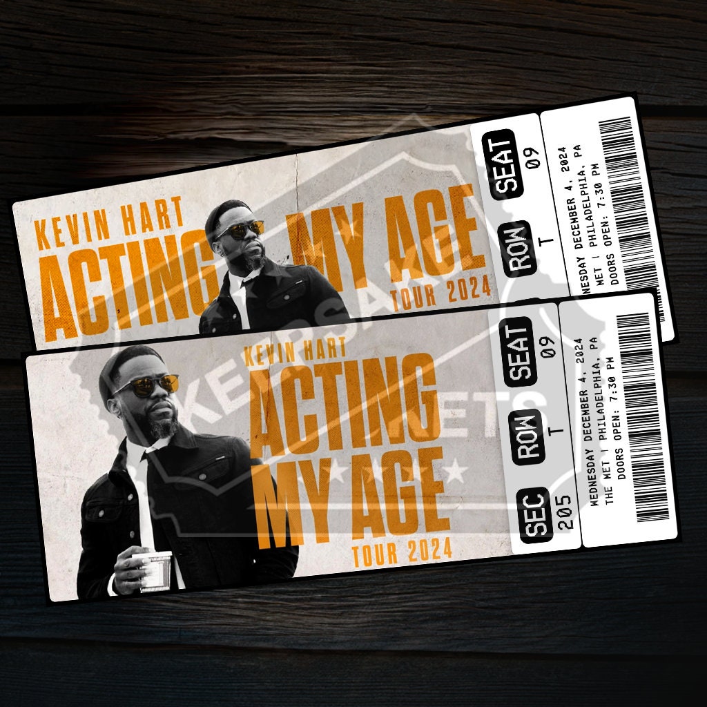 Printable Kevin Hart Ticket Acting My Age Tour 2024 Personalized Live Comedy Show Gift Reveal