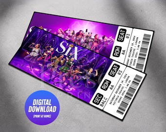 Printable Six The Musical Theatre Ticket | Personalized Gift Reveal | Editable West End / Broadway Souvenir Keepsake | Instant Download