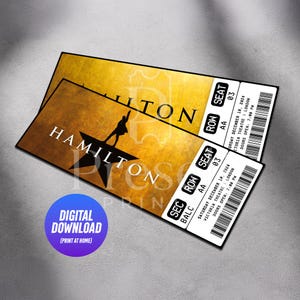 Printable Hamilton Musical Theatre Ticket | Personalized Gift Reveal | Editable West End / Broadway Souvenir Keepsake | Instant Download