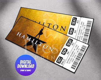 Printable Hamilton Musical Theatre Ticket | Personalized Gift Reveal | Editable West End / Broadway Souvenir Keepsake | Instant Download