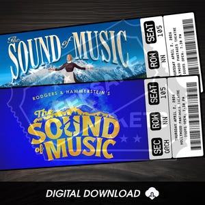 Utskrivbar biljett till musikalen Sound of Music | Personlig presentpresent | Redigerbar souvenir från West End/Broadway | Ladda ner