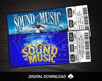 Printable The Sound Of Music Musical Theatre Ticket | Personalized Gift Reveal | Editable West End / Broadway Souvenir Keepsake | Download