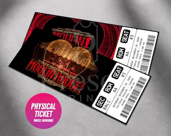 Custom Moulin Rouge Musical Theatre Ticket | Personalized Gift Reveal | Editable West End / Broadway Souvenir Keepsake | Physical Ticket