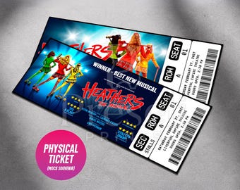 Custom Heathers The Musical Theatre Ticket | Personalized Gift Reveal | Editable West End / Broadway Souvenir Keepsake | Physical Ticket