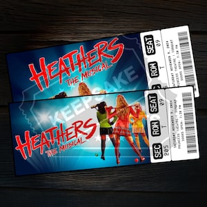 Printable Heathers Die Musical-Theaterkarte | Personalisiertes Geschenk offenbaren | Bearbeitbar West End Broadway Souvenir Andenken | Sofort Download