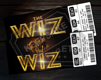 Printable The Wiz Musical Theatre Ticket | Personalized Gift Reveal | Editable Broadway / West End Souvenir Keepsake | Instant Download