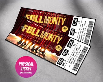 Custom The Full Monty Musical Theatre Ticket | Personalized Gift Reveal | Editable West End / Broadway Souvenir Keepsake | Physical Ticket