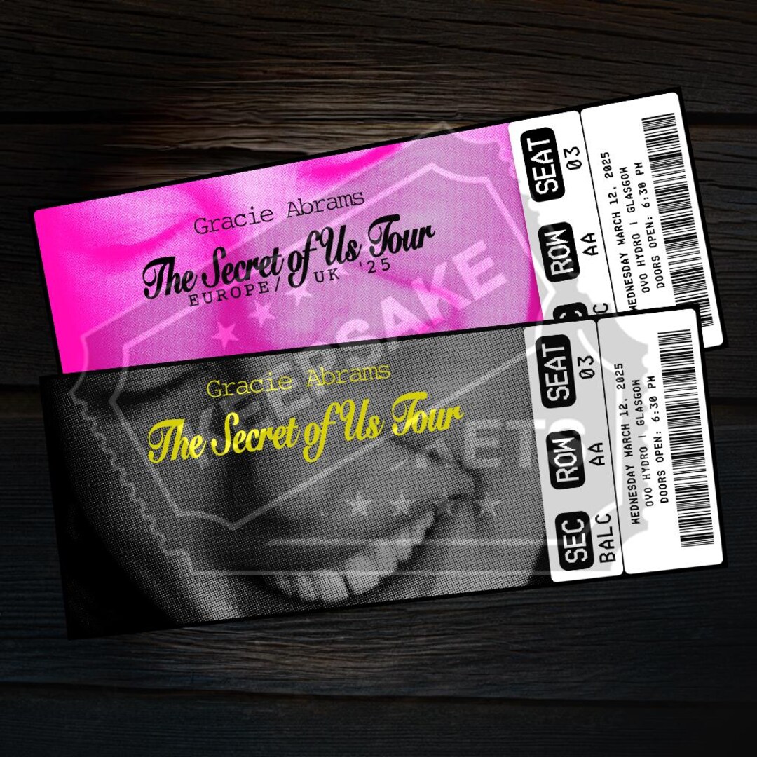 Printable Gracie Abrams Ticket the Secret of Us Tour Personalized Gift
