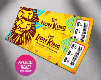 The Lion King Ticket | Personalized Musical Theatre Souvenir Keepsake (Physical Ticket)