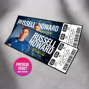Custom Russell Howard Ticket Don't Tell The Algorithm | Personalized Live Stand Up Comedy Gift Reveal | Souvenir Keepsake | Physical Ticket