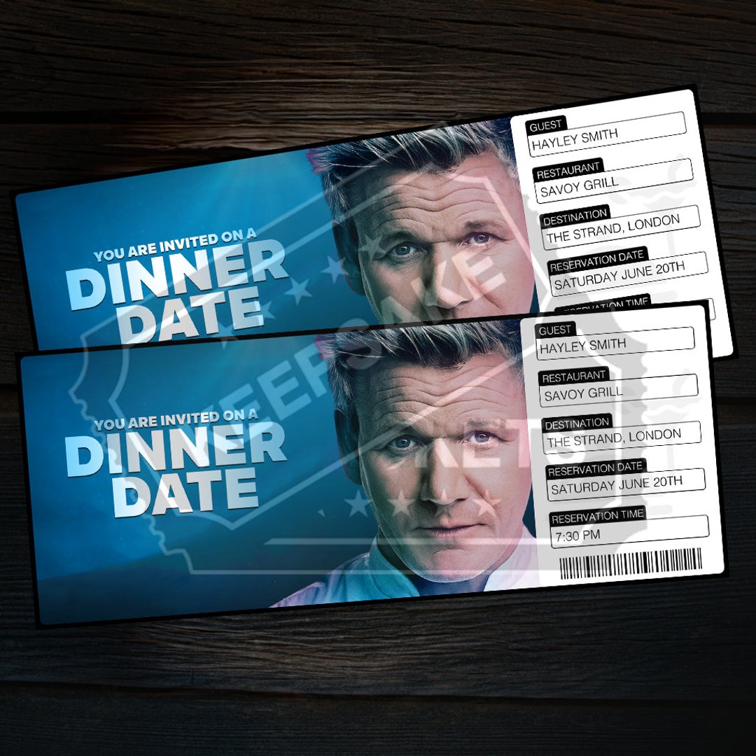 Printable Gordon Ramsay Themed Date Night Invite Ticket | Restaurant ...