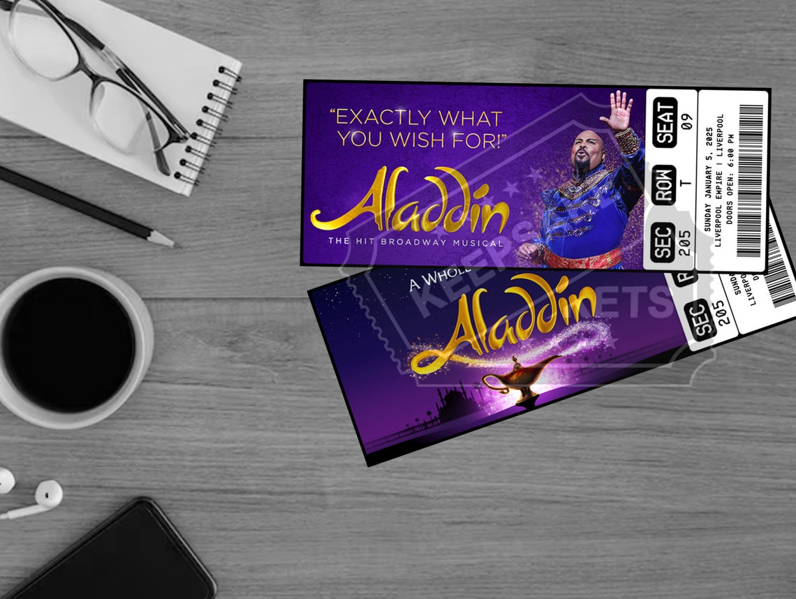 Printable Aladdin the Musical Theatre Ticket | Personalized Gift Reveal ...