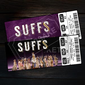 Può includere: Due biglietti viola e dorati per il musical "Suffragettes" al Music Box Theatre di New York City domenica 5 gennaio 2025. I biglietti sono per posti a sedere nella sezione del balcone, fila AA, posti 03.