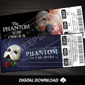 Druckbare Phantom der Oper Musiktheater-Karte | Personalisiertes Geschenk offenbaren | Bearbeitbar West End / Broadway Souvenir Andenken | Herunterladen