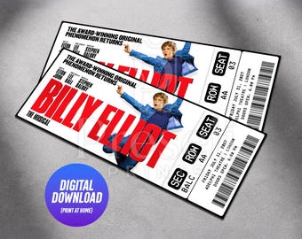 Printable Billy Elliot Musical Theatre Ticket | Personalized Gift Reveal | Editable Souvenir Keepsake | Instant Download