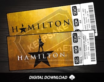 Printable Hamilton Musical Theatre Ticket | Personalized Gift Reveal | Editable West End / Broadway Souvenir Keepsake | Instant Download